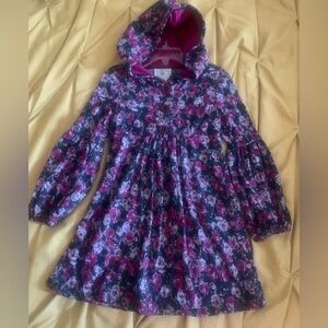 Floral Hooded Kids Casual Dress